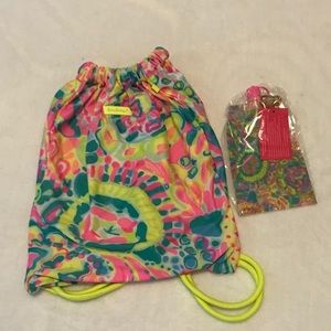 Lilly Pulitzer Drawstring Bag and Water Bottle
